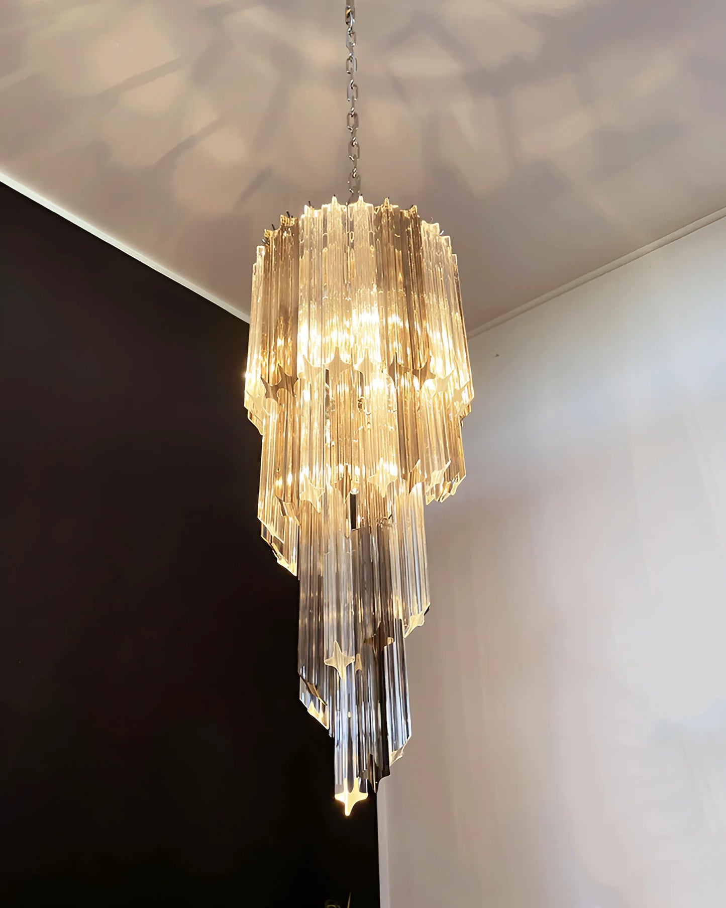 Murano Spiral Prisms Transparent Smoked Chandelier - Nuvé