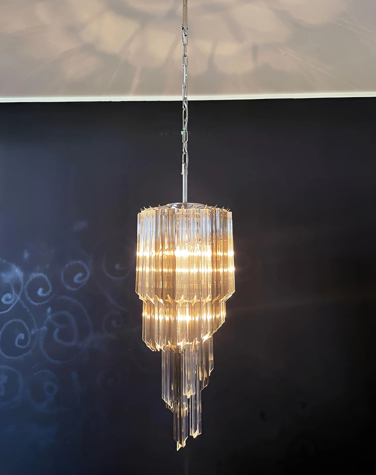 Murano Spiral Prisms Transparent Smoked Chandelier - Nuvé