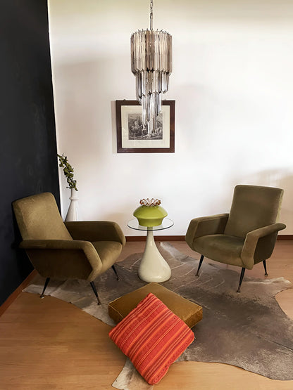 Murano Spiral Prisms Transparent Smoked Chandelier - Nuvé