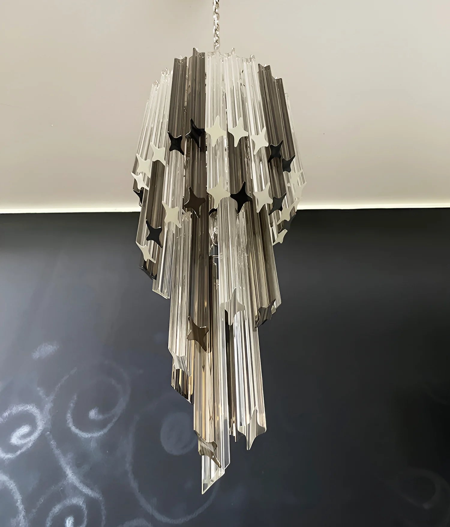 Murano Spiral Prisms Transparent Smoked Chandelier - Nuvé