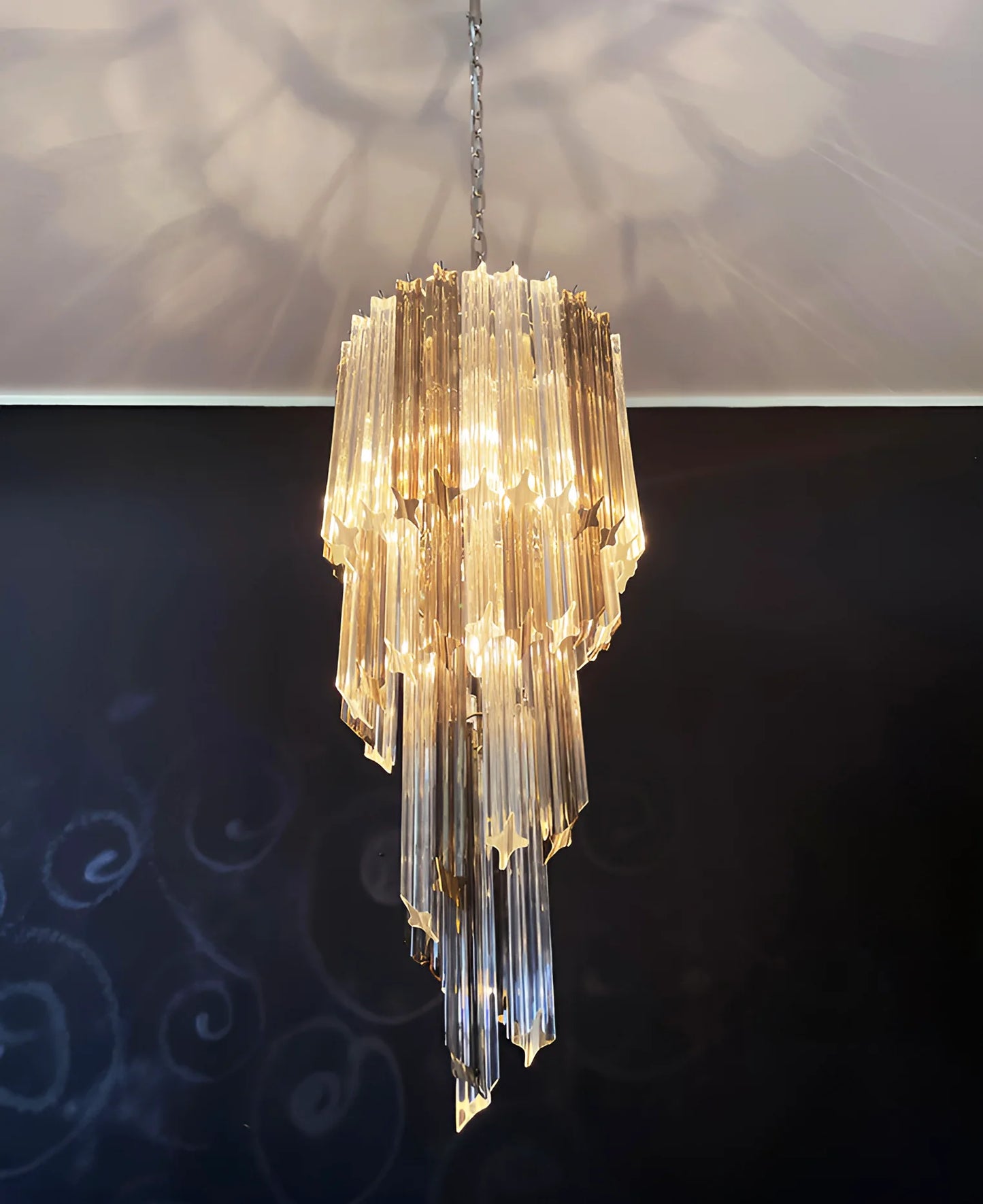 Murano Spiral Prisms Transparent Smoked Chandelier - Nuvé