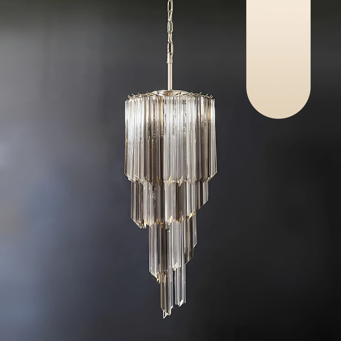 Murano Spiral Prisms Transparent Smoked Chandelier - Nuvé