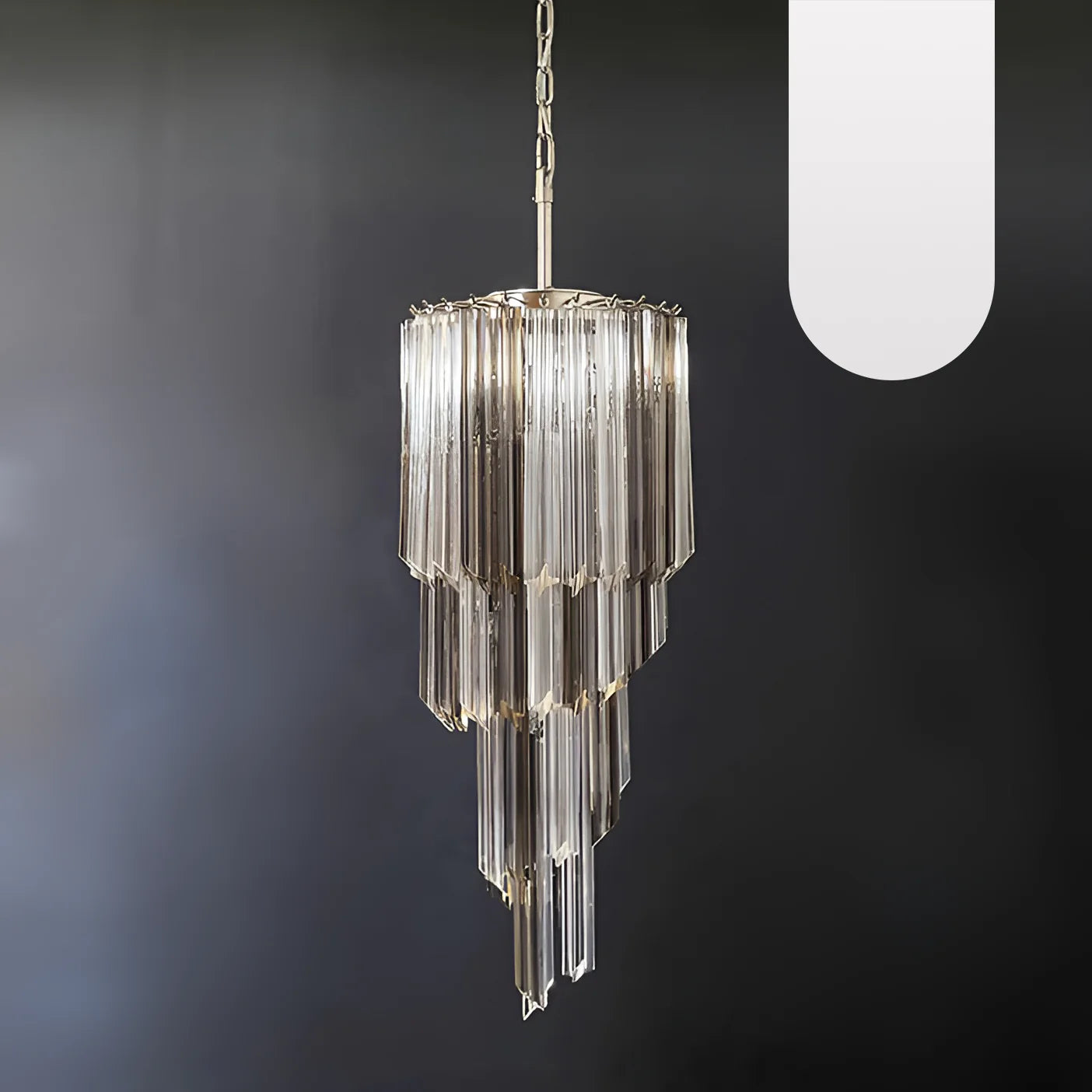 Murano Spiral Prisms Transparent Smoked Chandelier - Nuvé