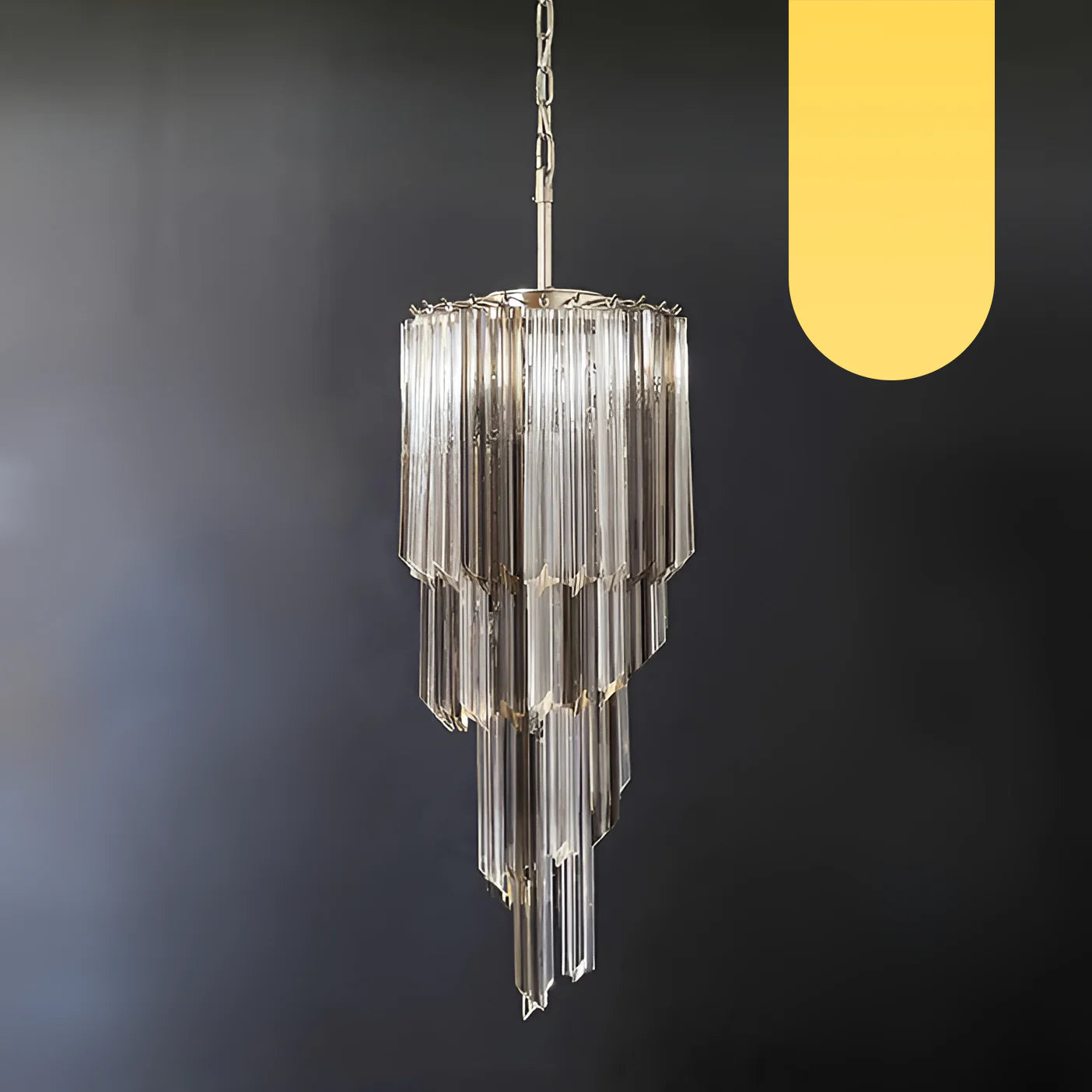 Murano Spiral Prisms Transparent Smoked Chandelier - Nuvé