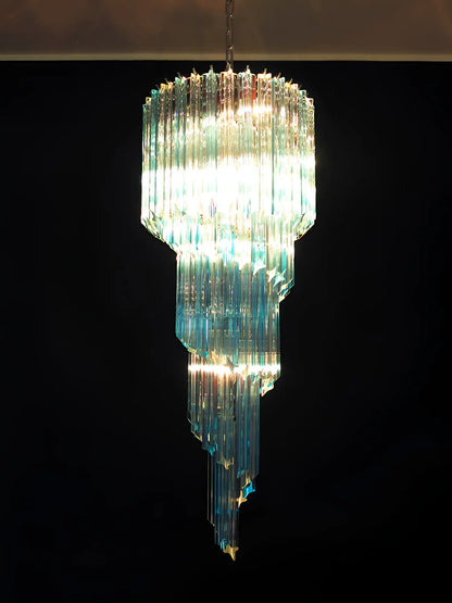 Murano Spiral Transparent Blue Prism Glass Chandelier - Nuvé