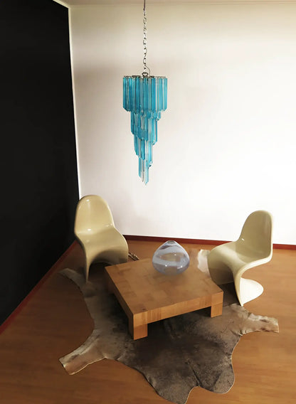 Murano Spiral Transparent Blue Prism Glass Chandelier - Nuvé