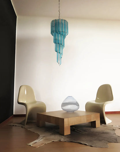 Murano Spiral Transparent Blue Prism Glass Chandelier - Nuvé