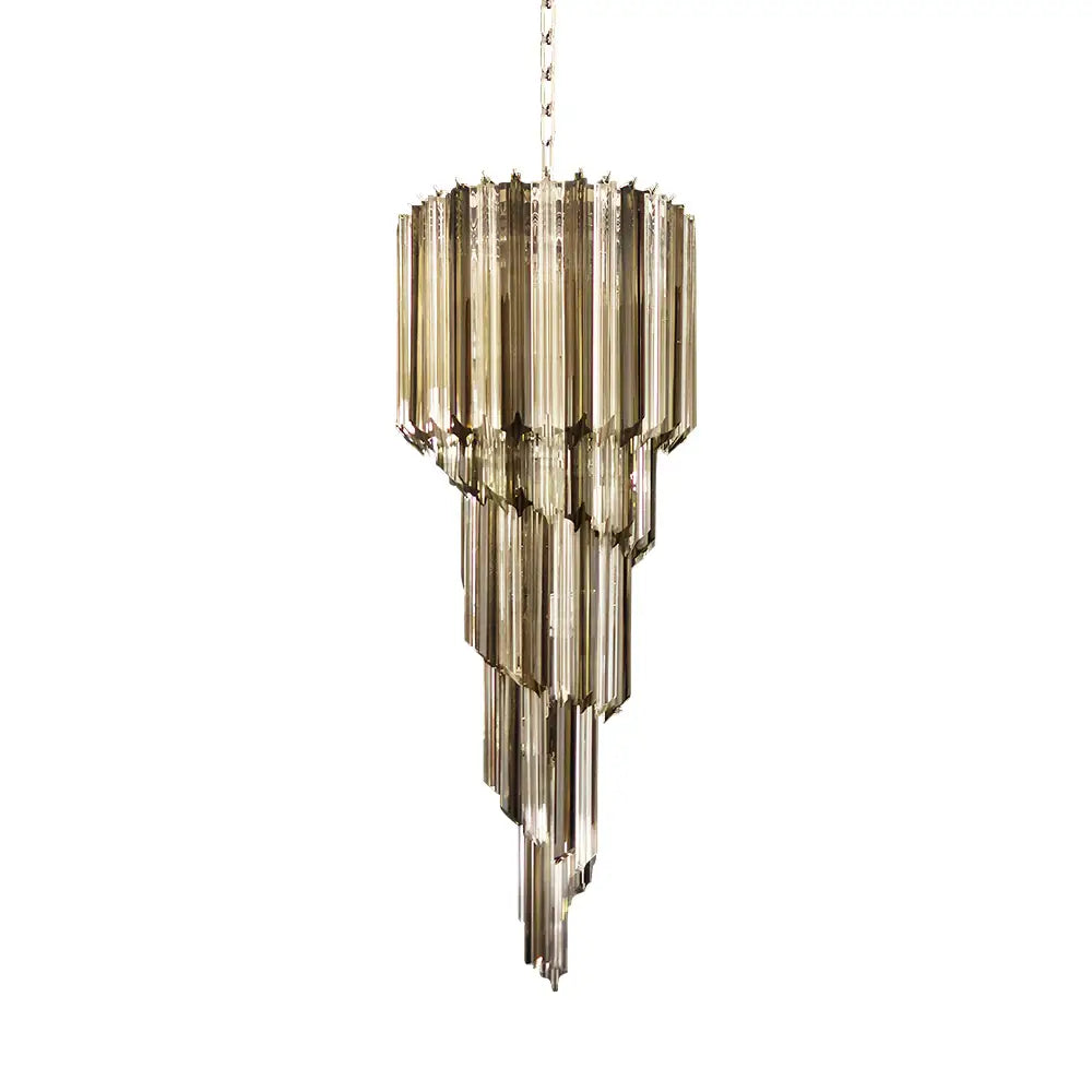 Murano Spiral Transparent Smoked Prism Glass Chandelier - Nuvé