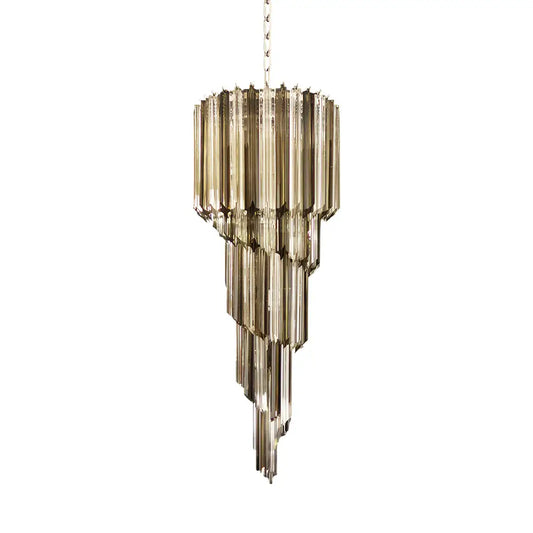 Murano Spiral Transparent Smoked Prism Glass Chandelier - Nuvé