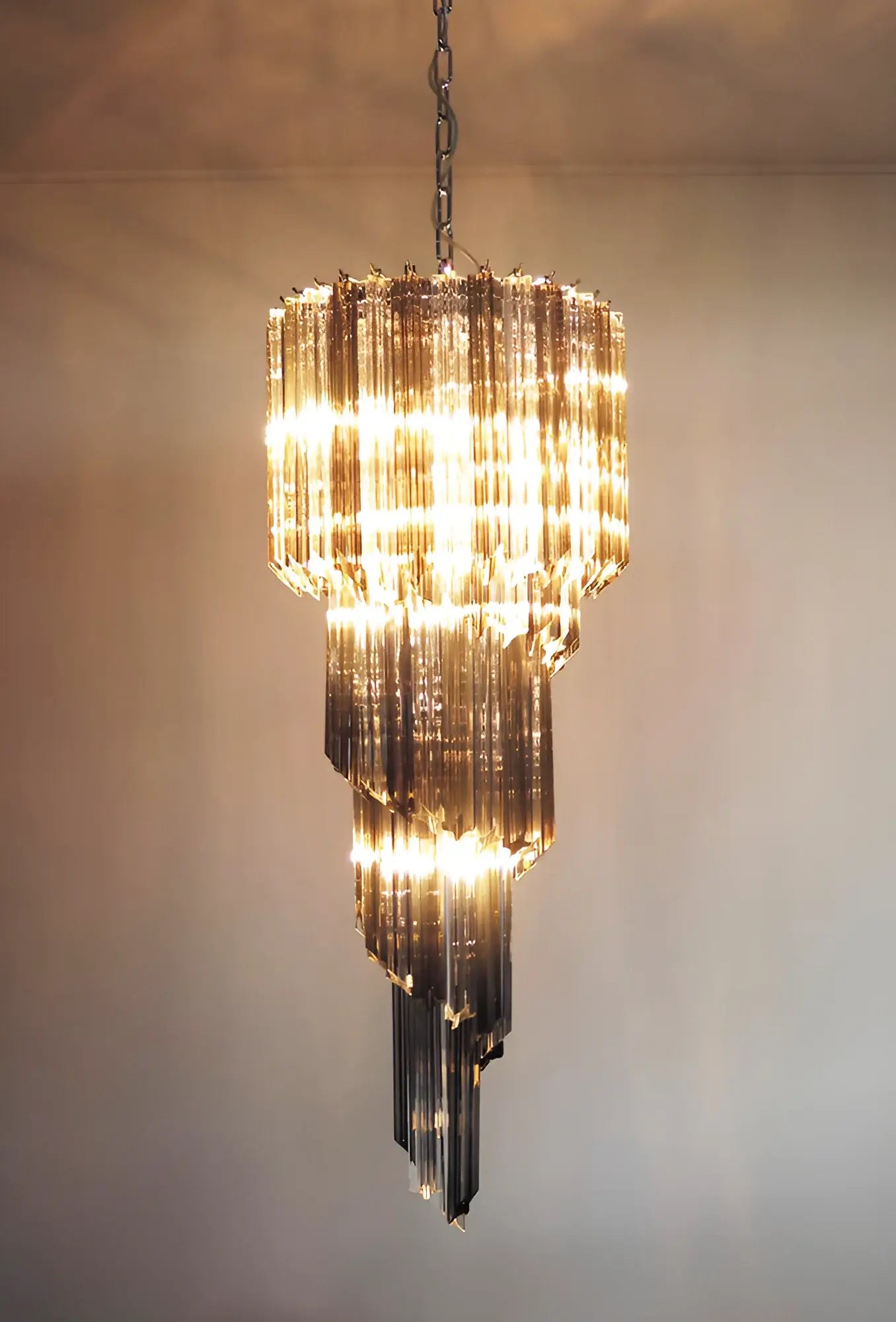 Murano Spiral Transparent Smoked Prism Glass Chandelier - Nuvé