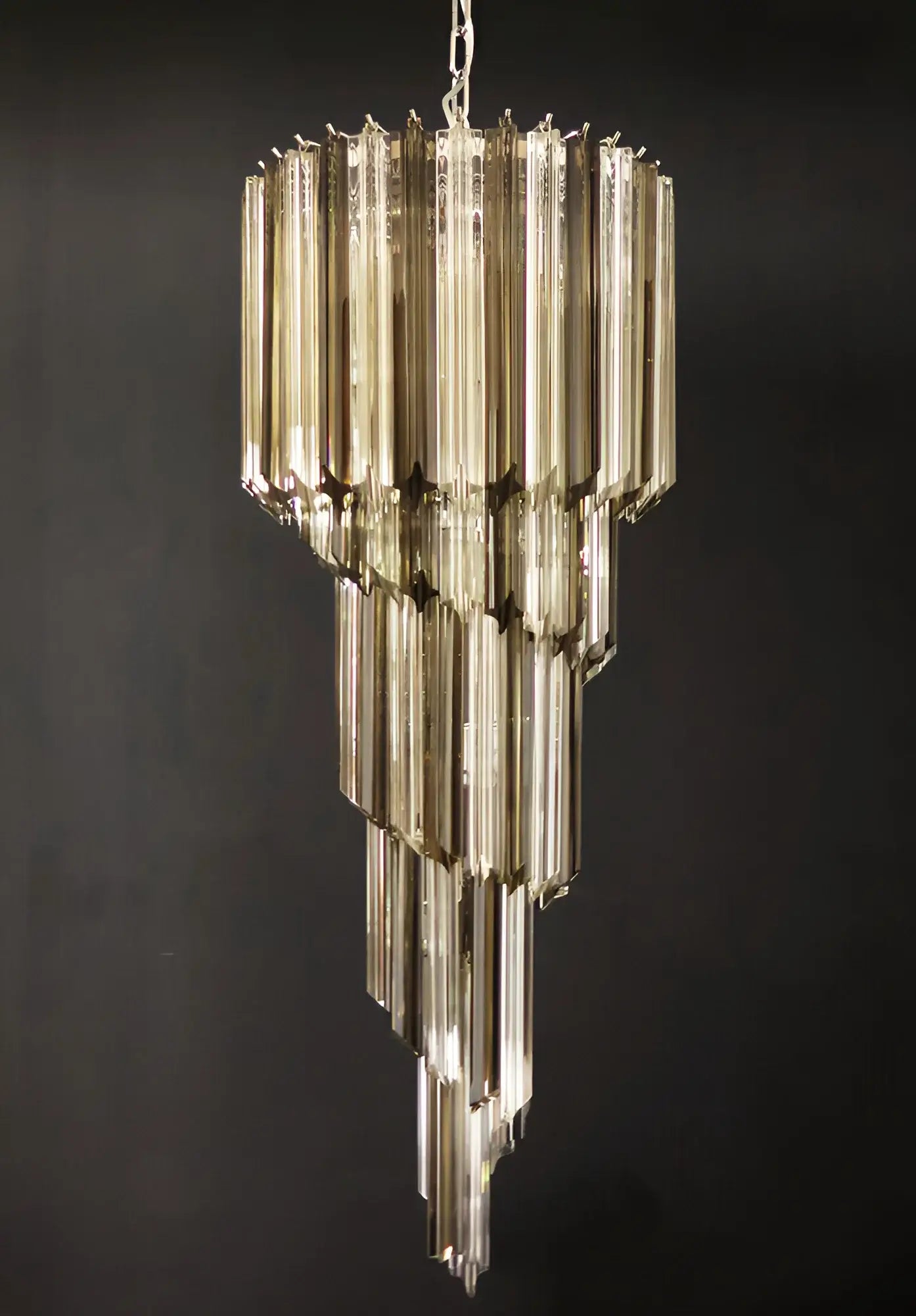 Murano Spiral Transparent Smoked Prism Glass Chandelier - Nuvé
