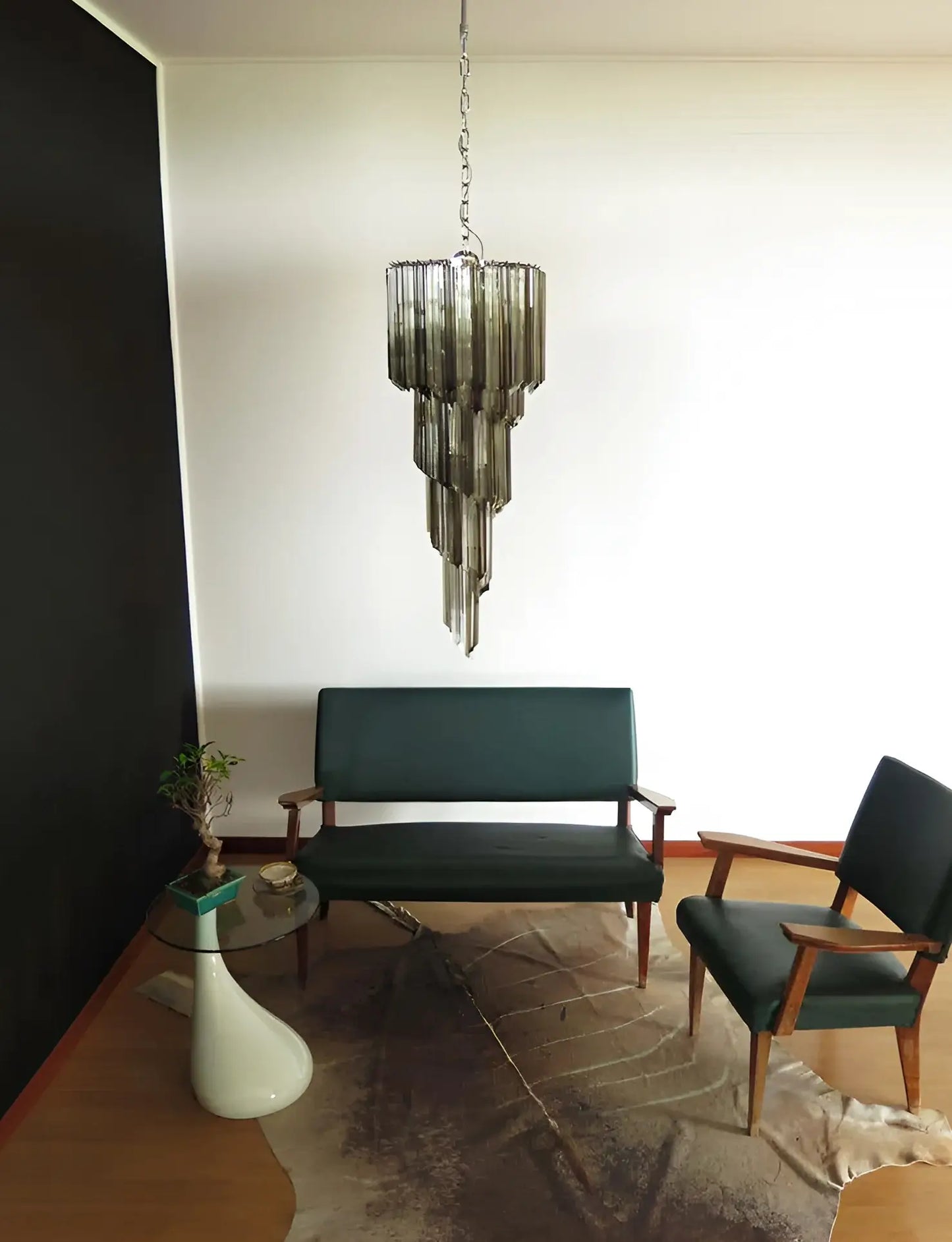 Murano Spiral Transparent Smoked Prism Glass Chandelier - Nuvé