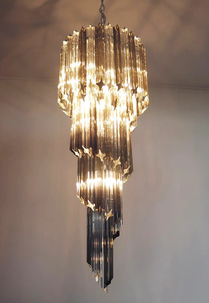 Murano Spiral Transparent Smoked Prism Glass Chandelier - Nuvé
