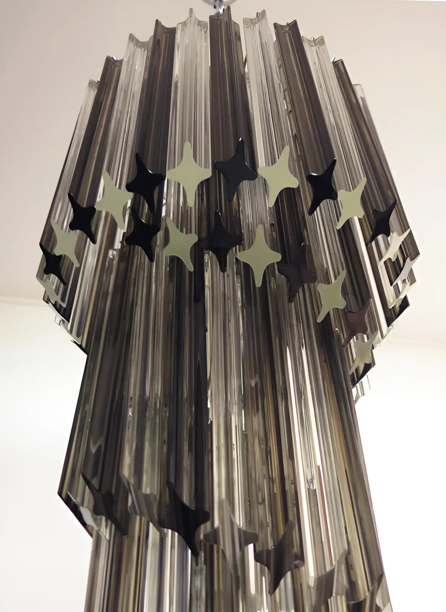 Murano Spiral Transparent Smoked Prism Glass Chandelier - Nuvé