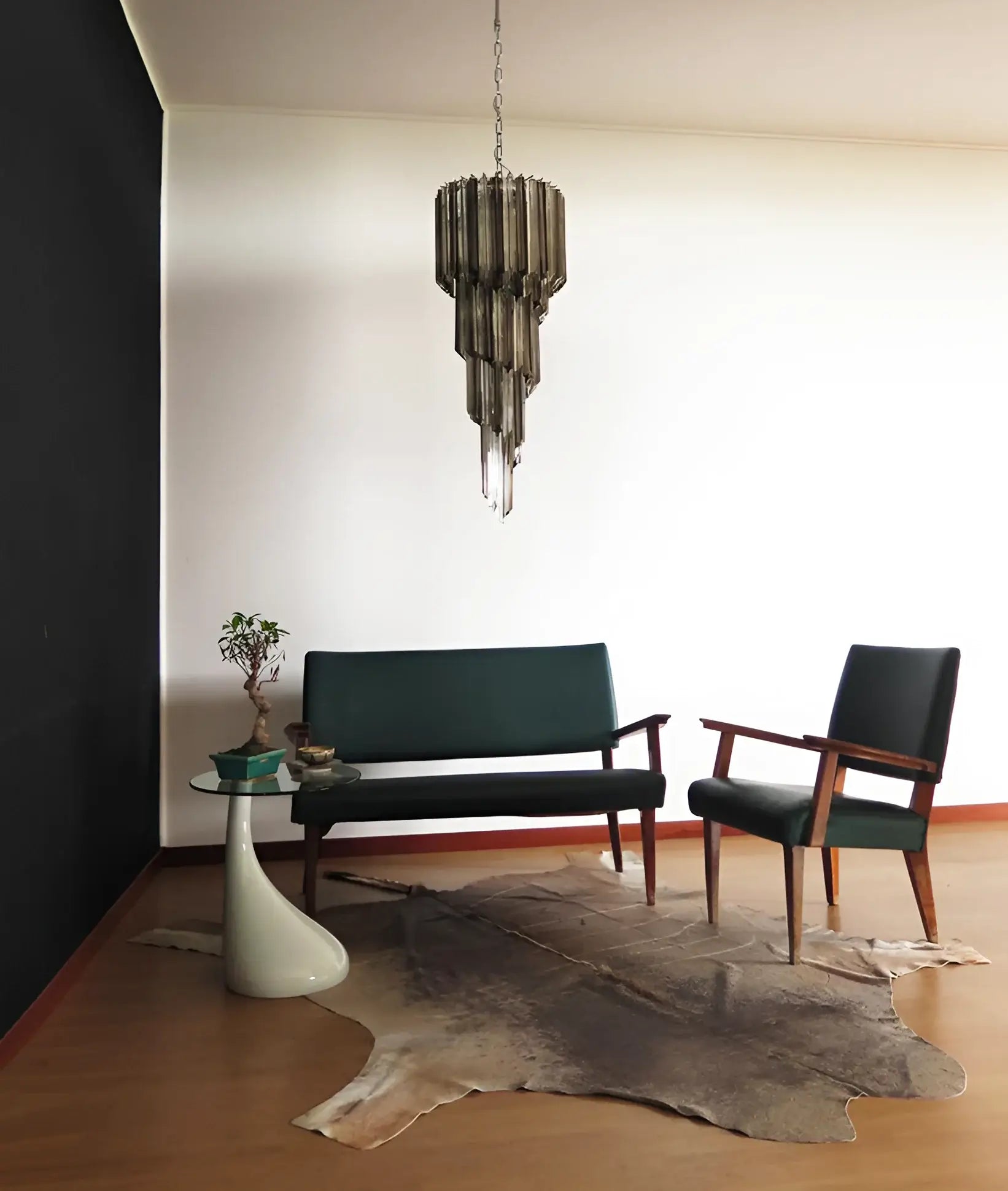 Murano Spiral Transparent Smoked Prism Glass Chandelier - Nuvé