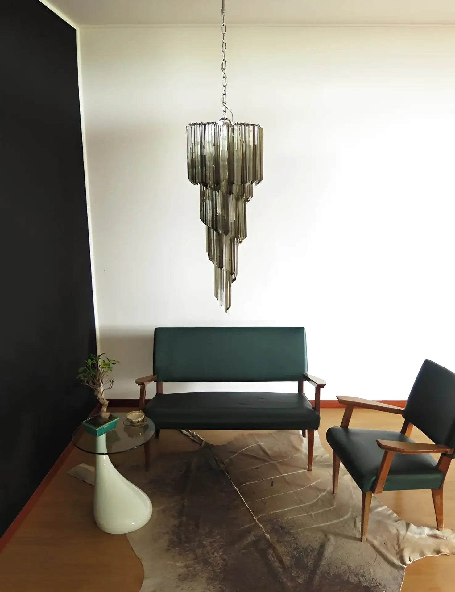 Murano Spiral Transparent Smoked Prism Glass Chandelier - Nuvé