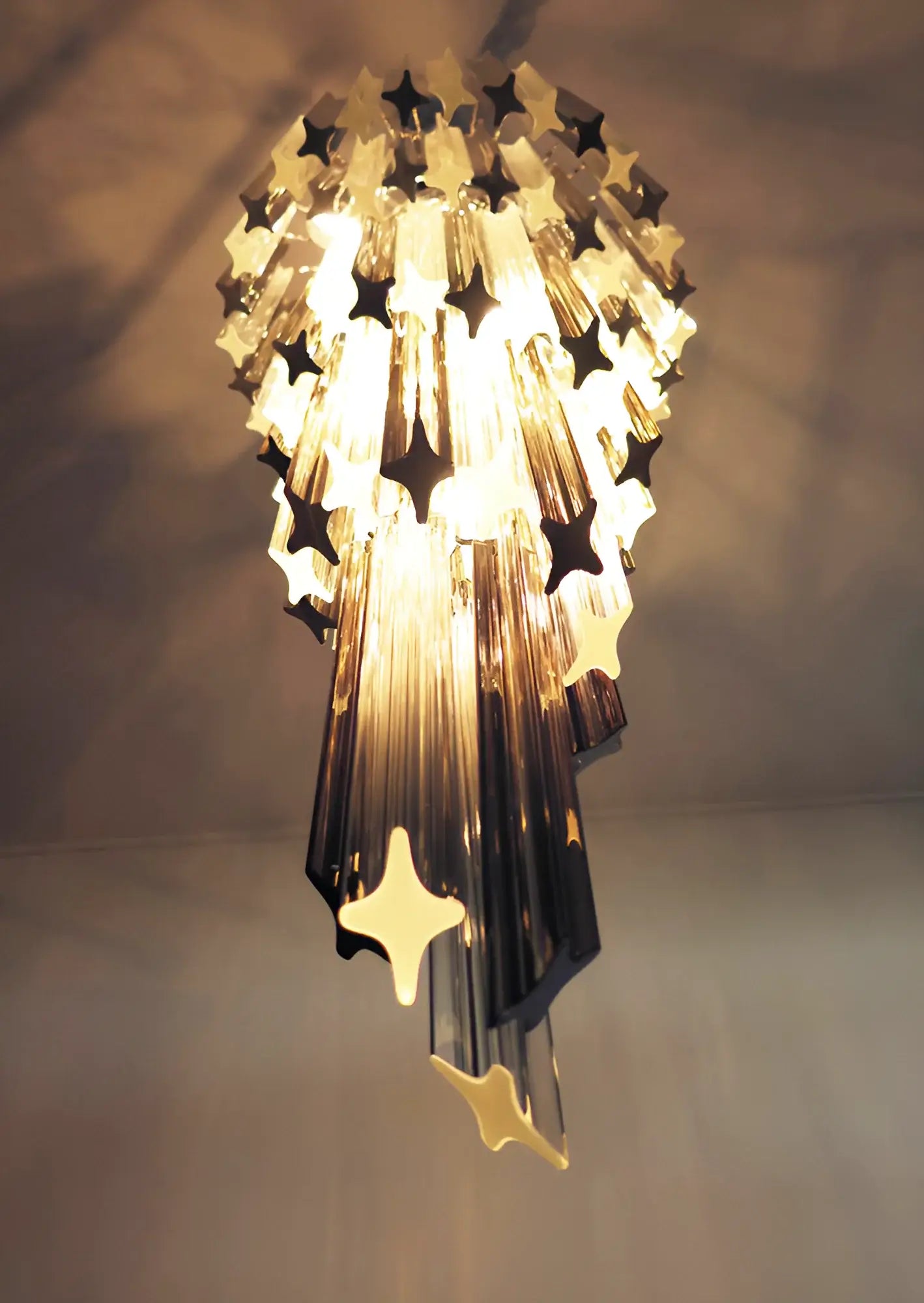 Murano Spiral Transparent Smoked Prism Glass Chandelier - Nuvé