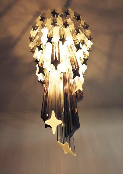 Murano Spiral Transparent Smoked Prism Glass Chandelier - Nuvé