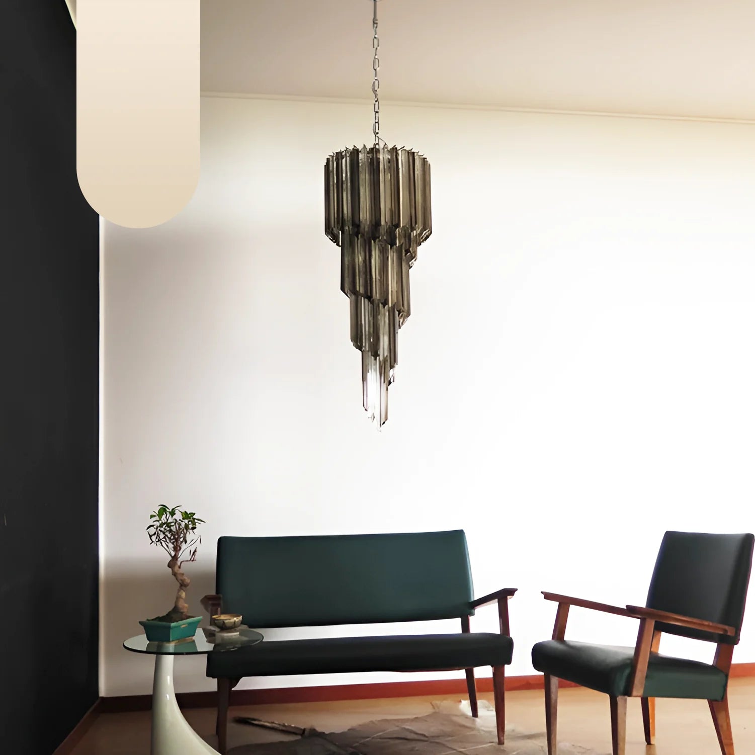 Murano Spiral Transparent Smoked Prism Glass Chandelier - Nuvé
