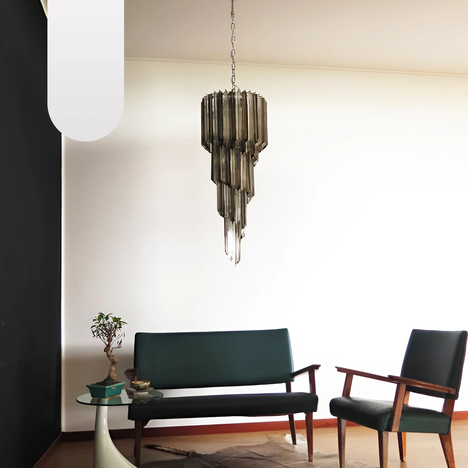 Murano Spiral Transparent Smoked Prism Glass Chandelier - Nuvé