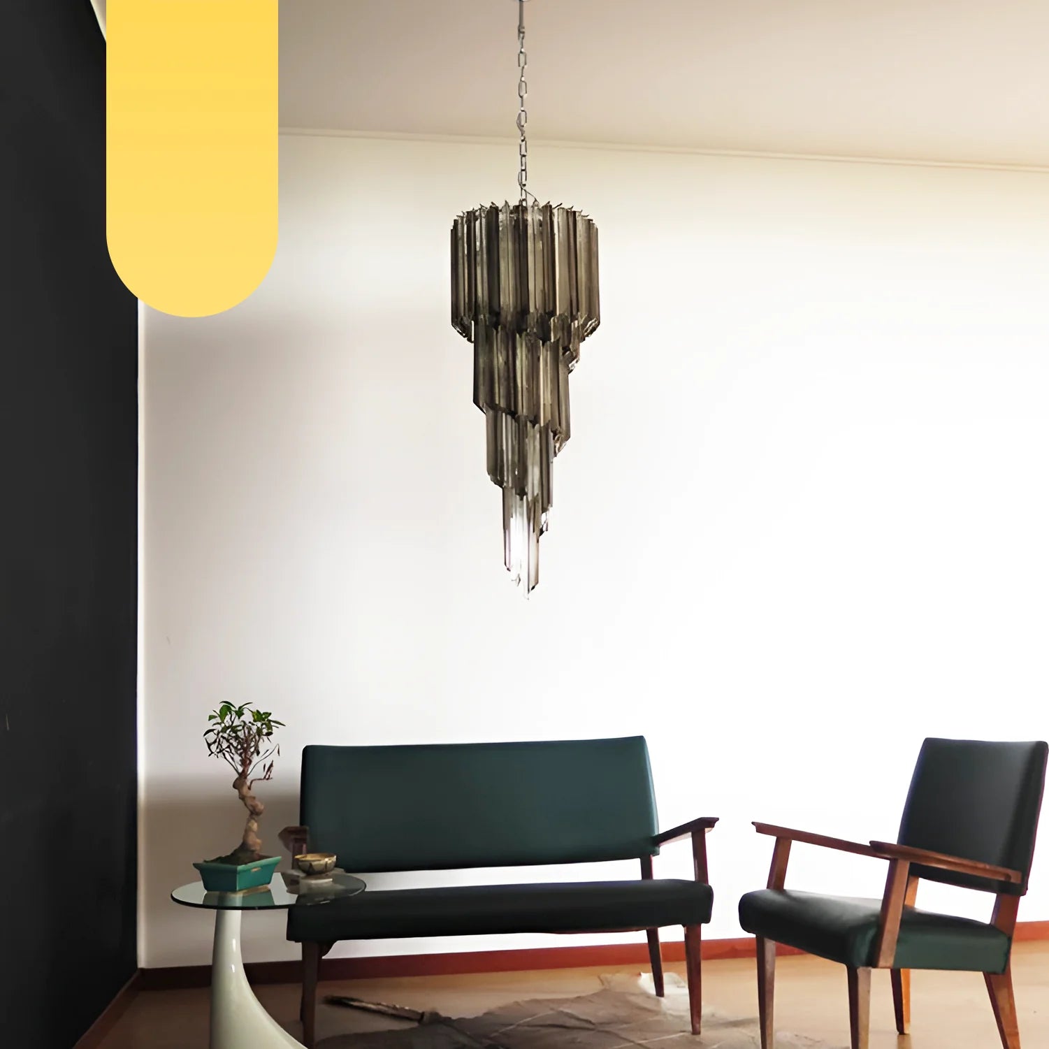 Murano Spiral Transparent Smoked Prism Glass Chandelier - Nuvé