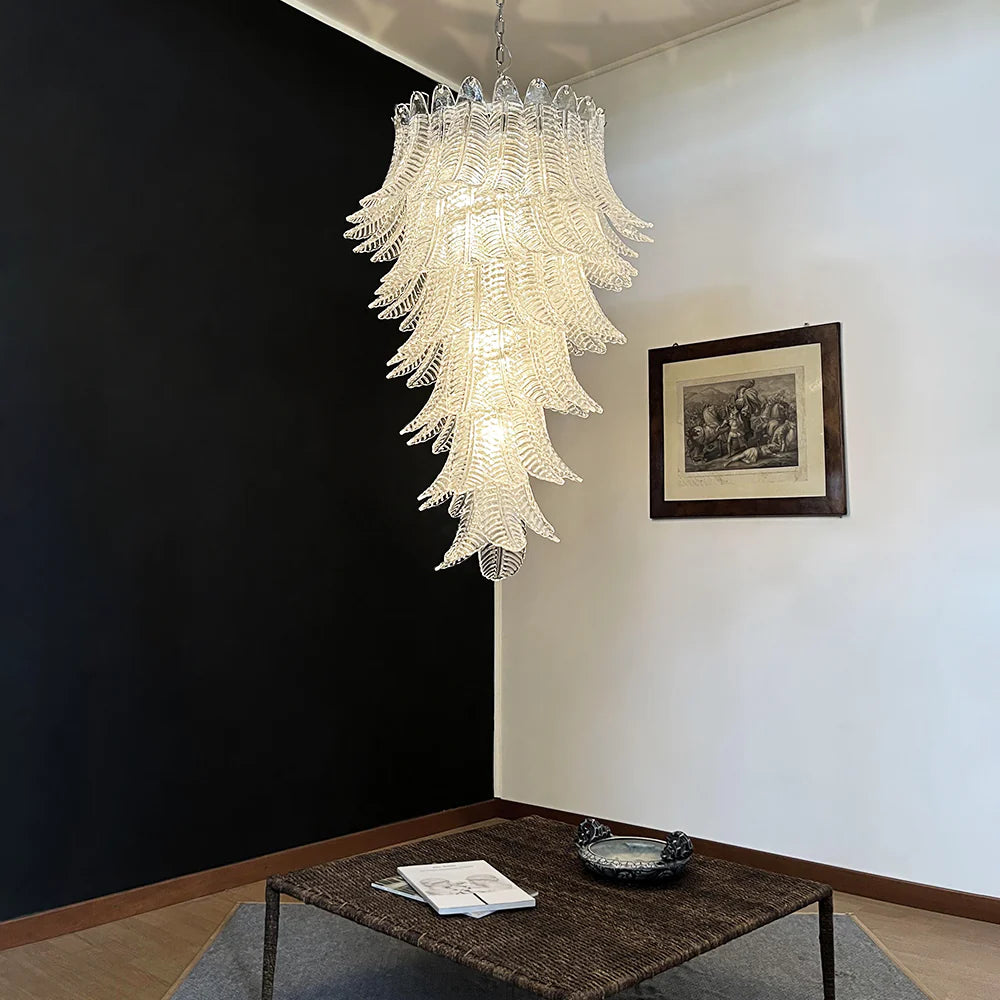 Murano Transparent Felch Spiral Chandelier - Nuvé