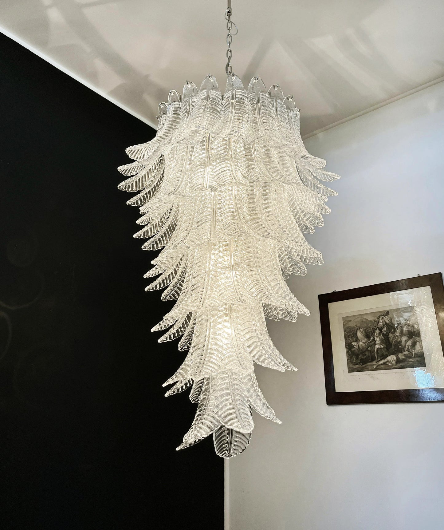 Murano Transparent Felch Spiral Chandelier - Nuvé