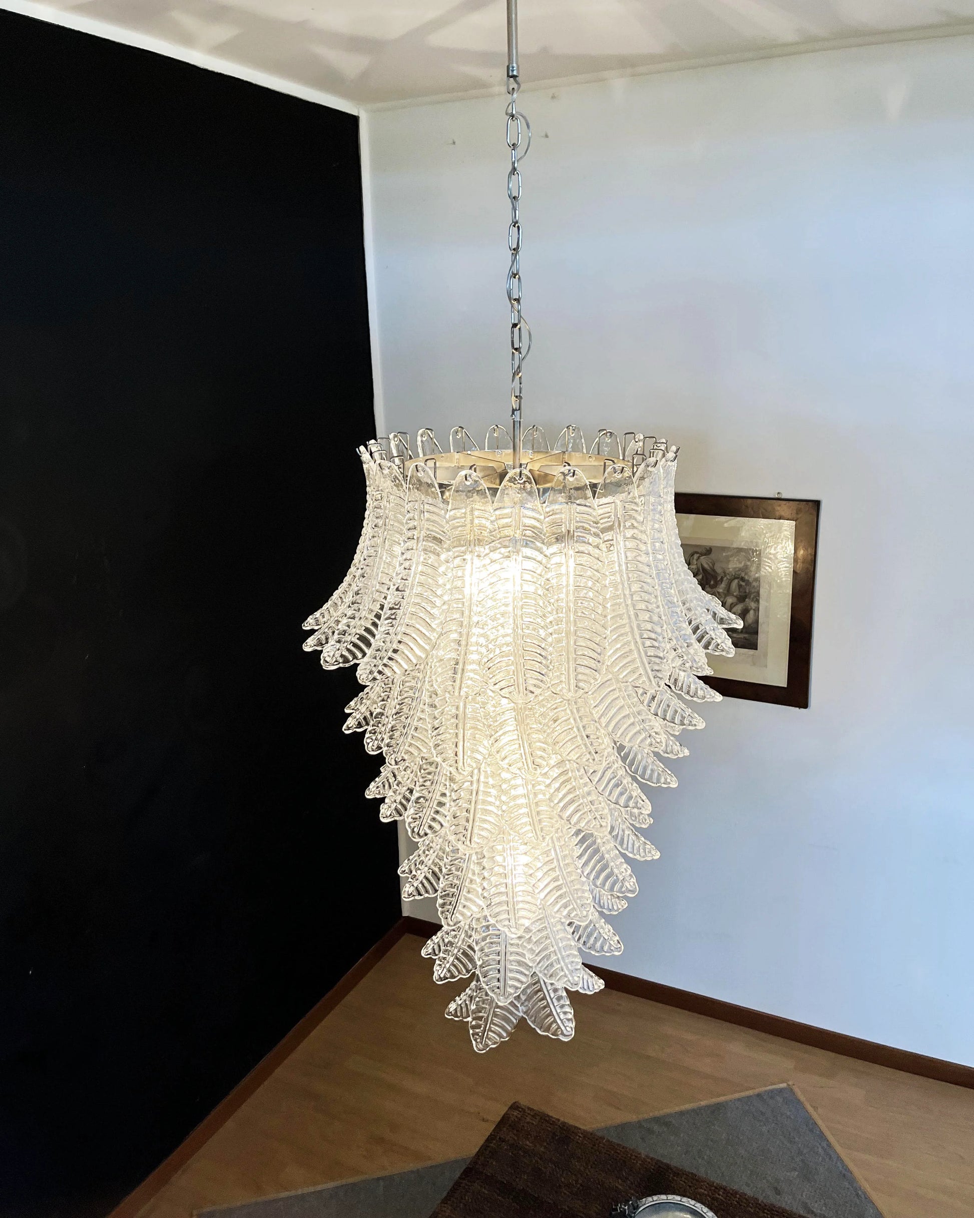 Murano Transparent Felch Spiral Chandelier - Nuvé