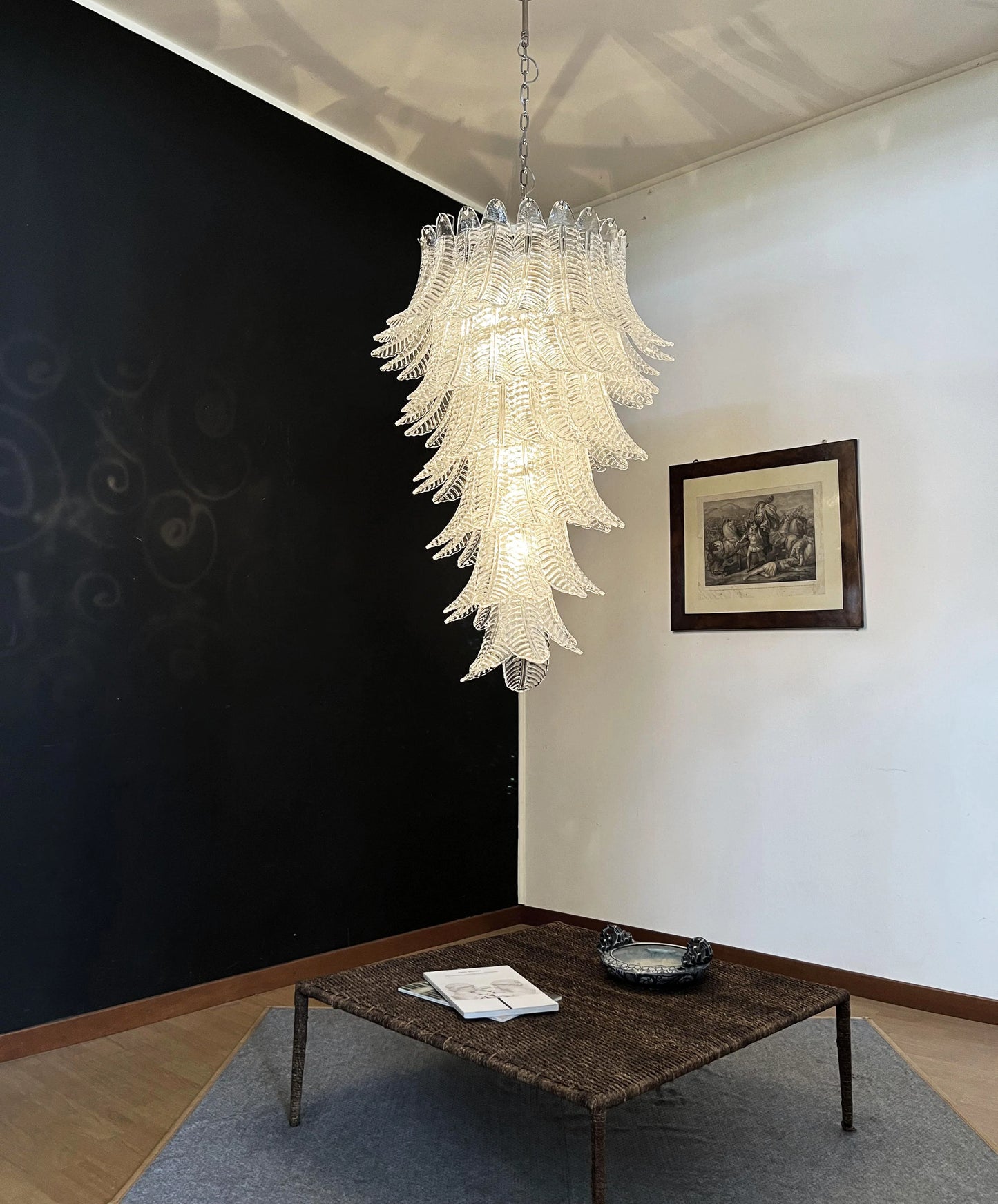 Murano Transparent Felch Spiral Chandelier - Nuvé