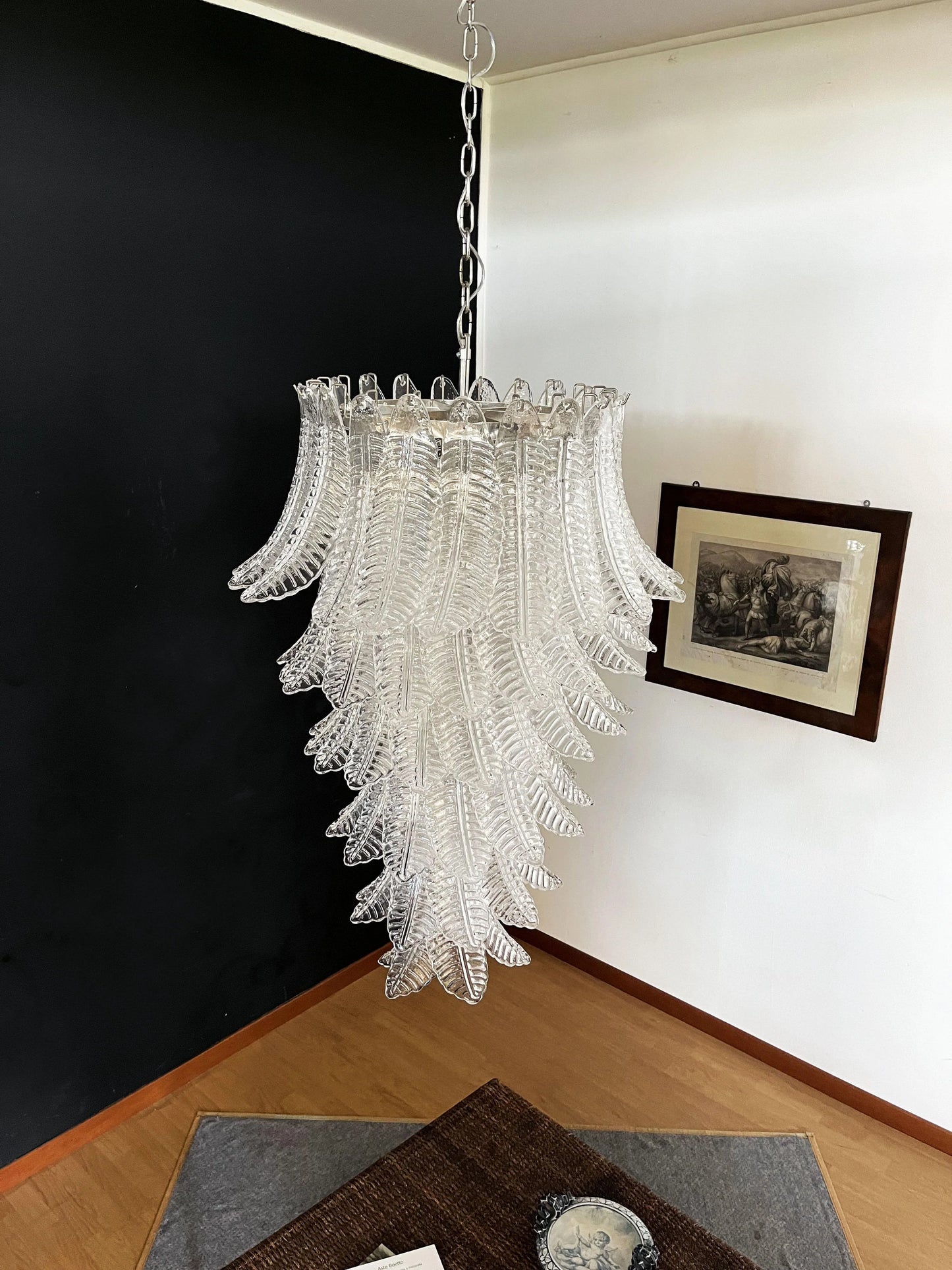 Murano Transparent Felch Spiral Chandelier - Nuvé