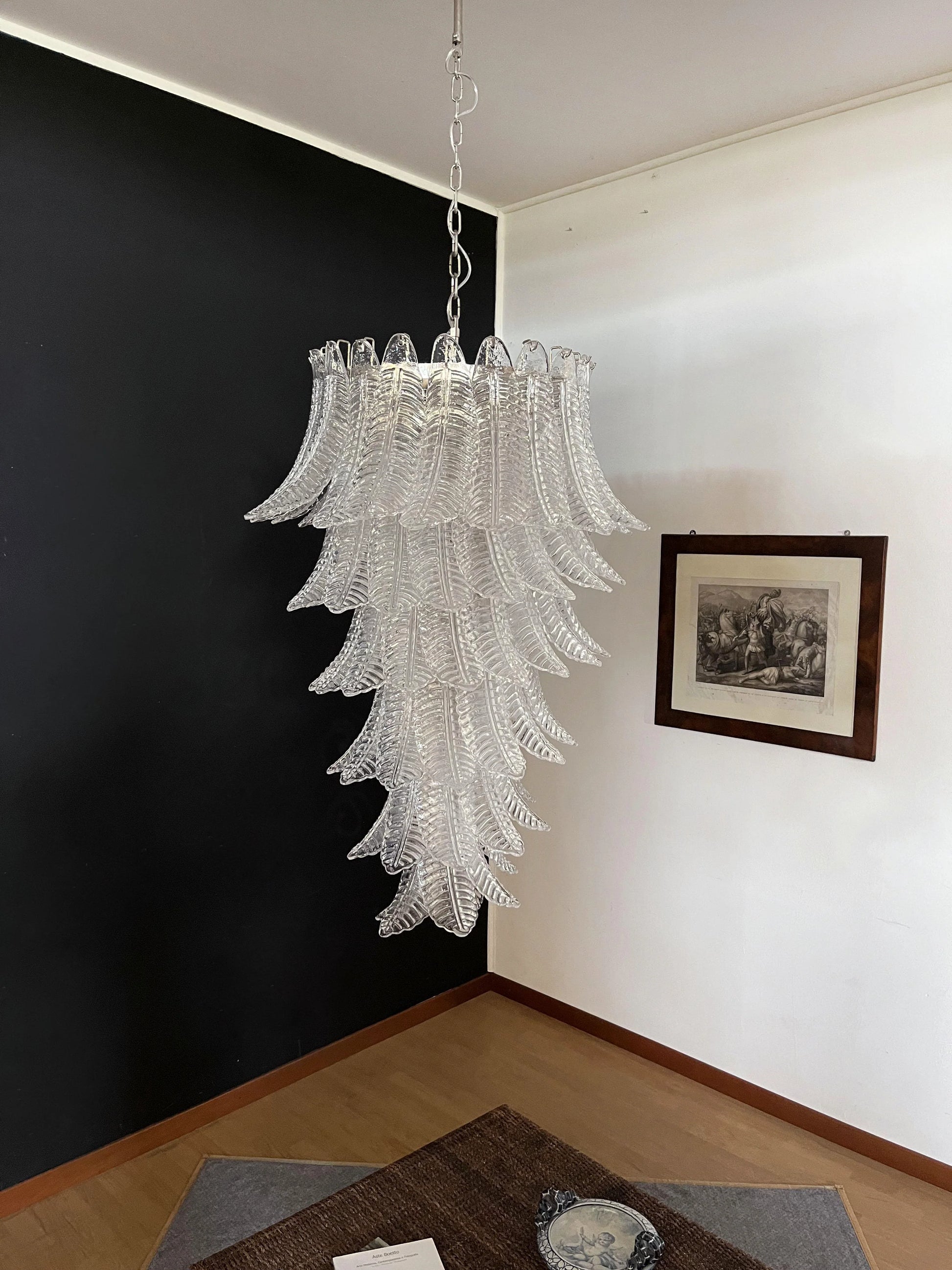 Murano Transparent Felch Spiral Chandelier - Nuvé