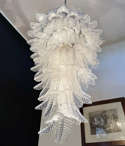 Murano Transparent Felch Spiral Chandelier - Nuvé