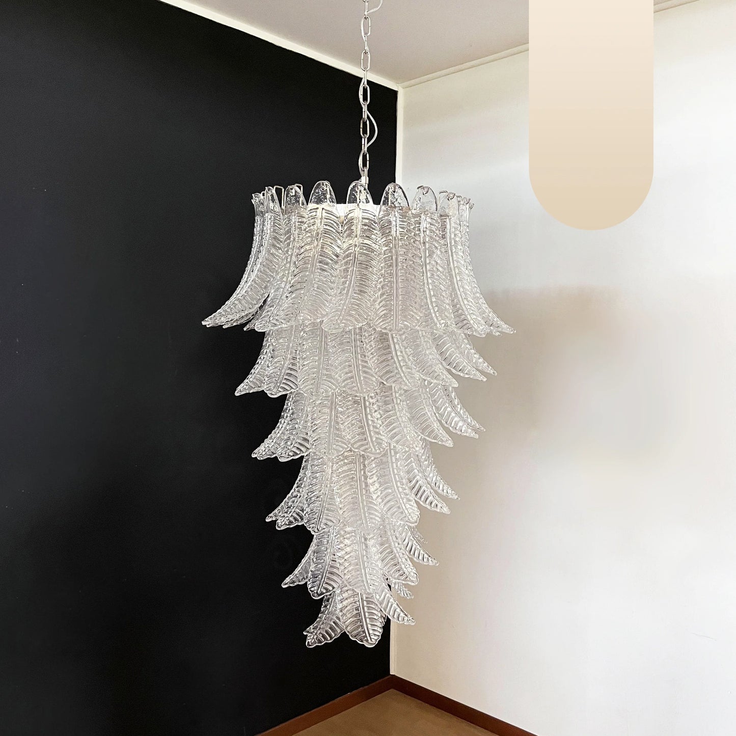 Murano Transparent Felch Spiral Chandelier - Nuvé