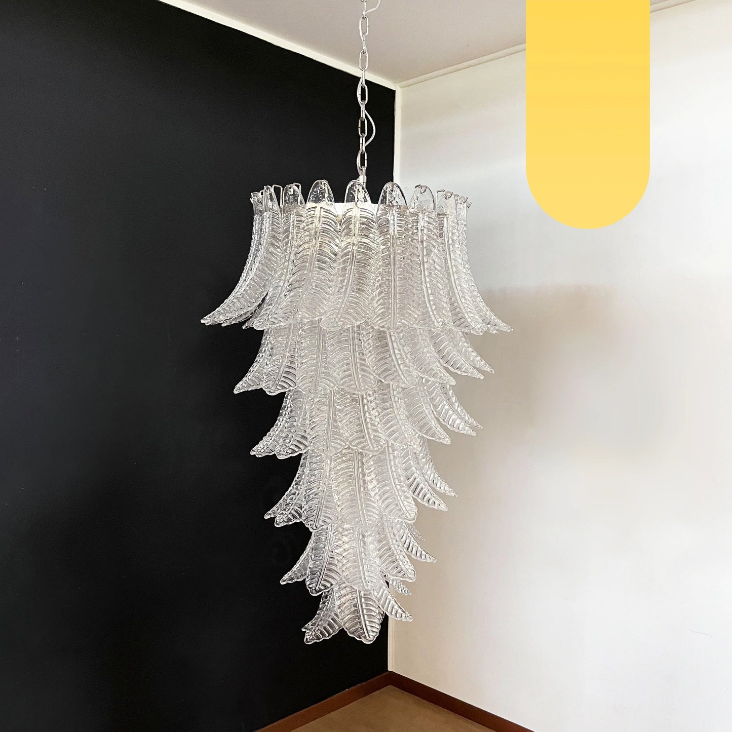 Murano Transparent Felch Spiral Chandelier - Nuvé