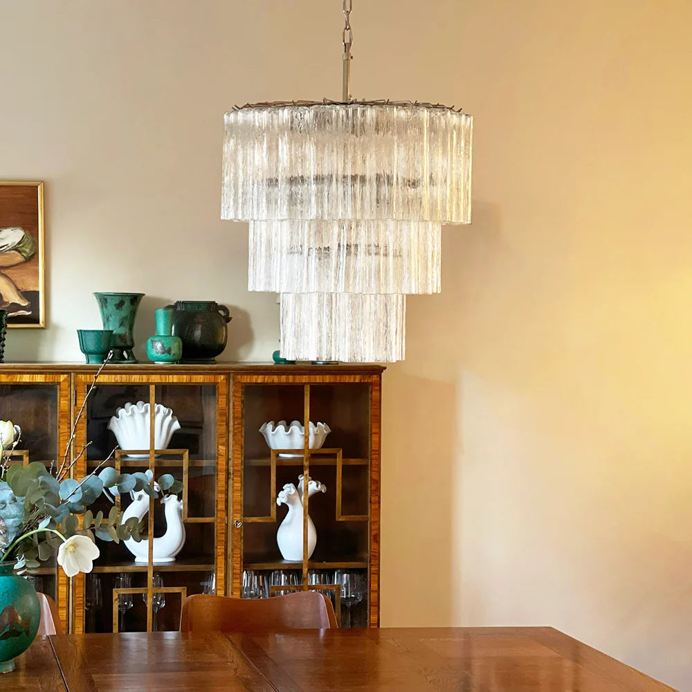 Murano Transparent Glass Tube Chandelier - Nuvé