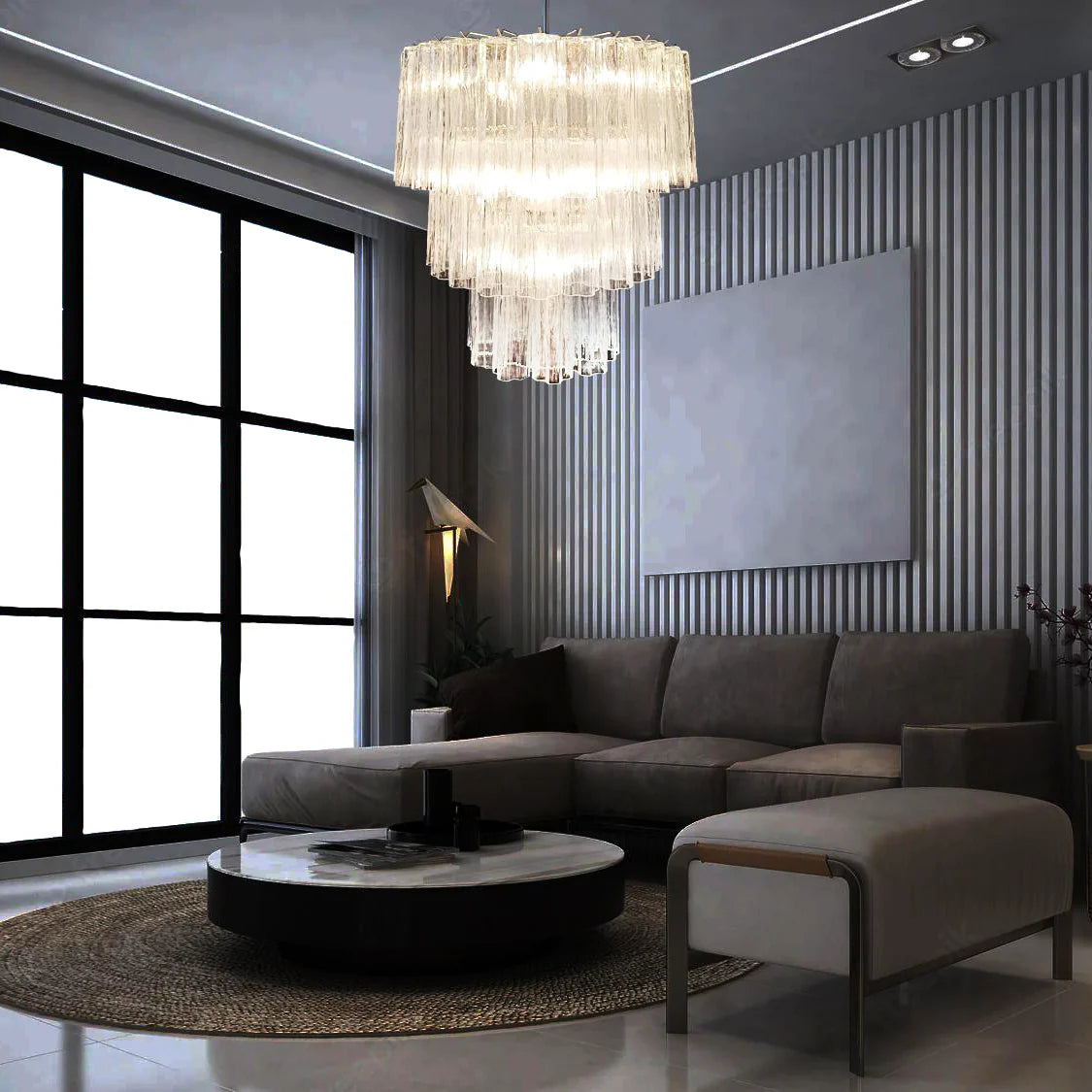 Murano Transparent Glass Tube Chandelier - Nuvé