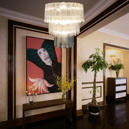 Murano Transparent Glass Tube Chandelier - Nuvé