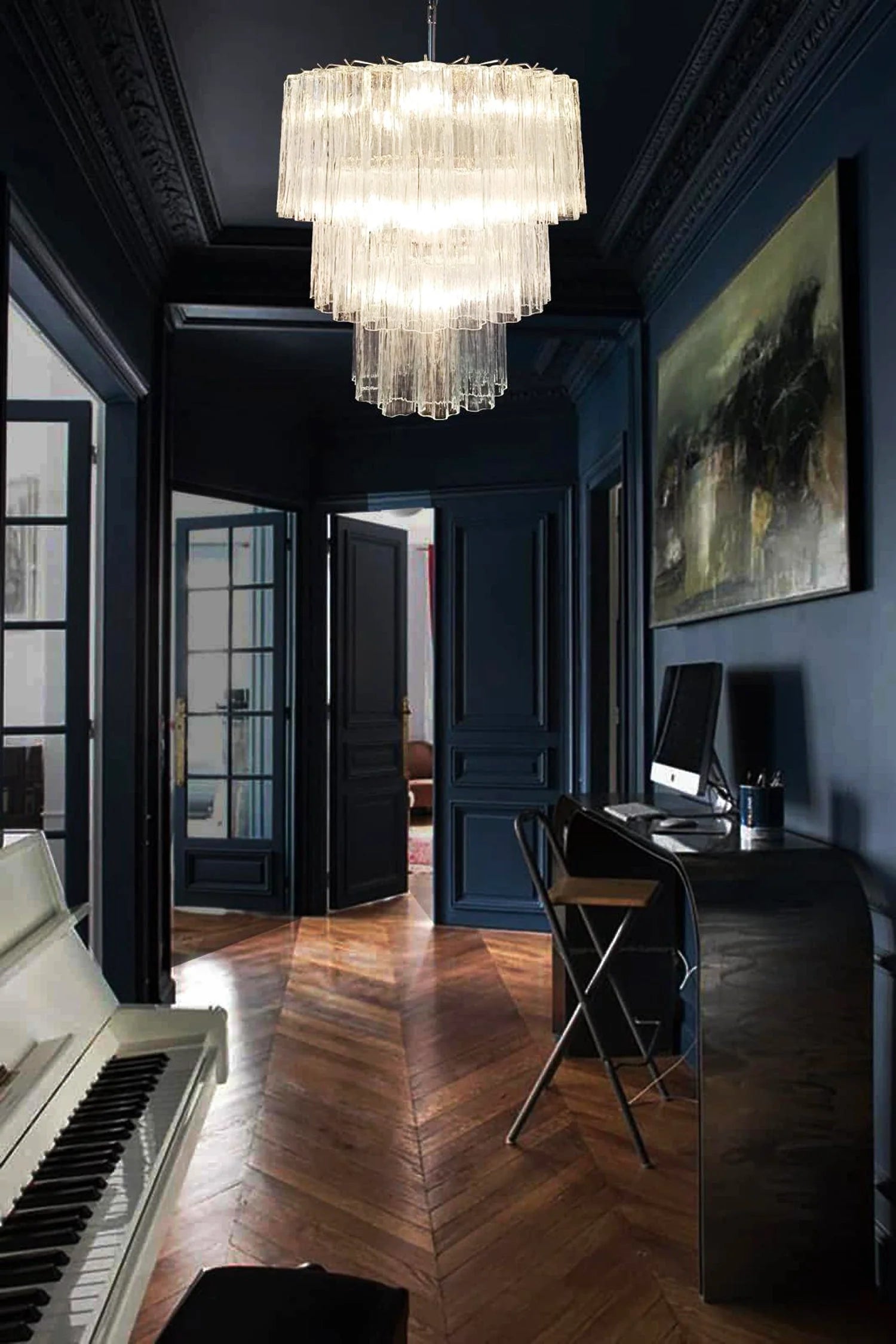 Murano Transparent Glass Tube Chandelier - Nuvé
