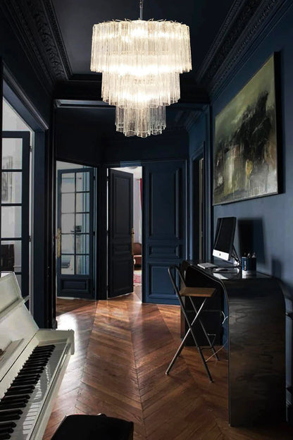 Murano Transparent Glass Tube Chandelier - Nuvé