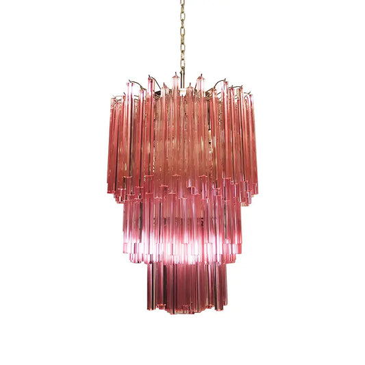 Murano Triedri Prisms Pink Chandelier - Nuvé