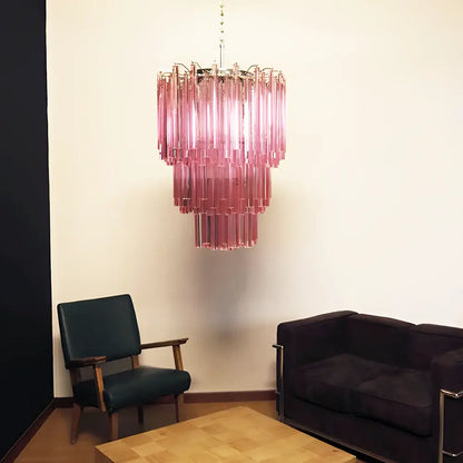 Murano Triedri Prisms Pink Chandelier - Nuvé