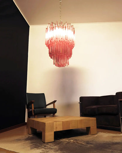 Murano Triedri Prisms Pink Chandelier - Nuvé