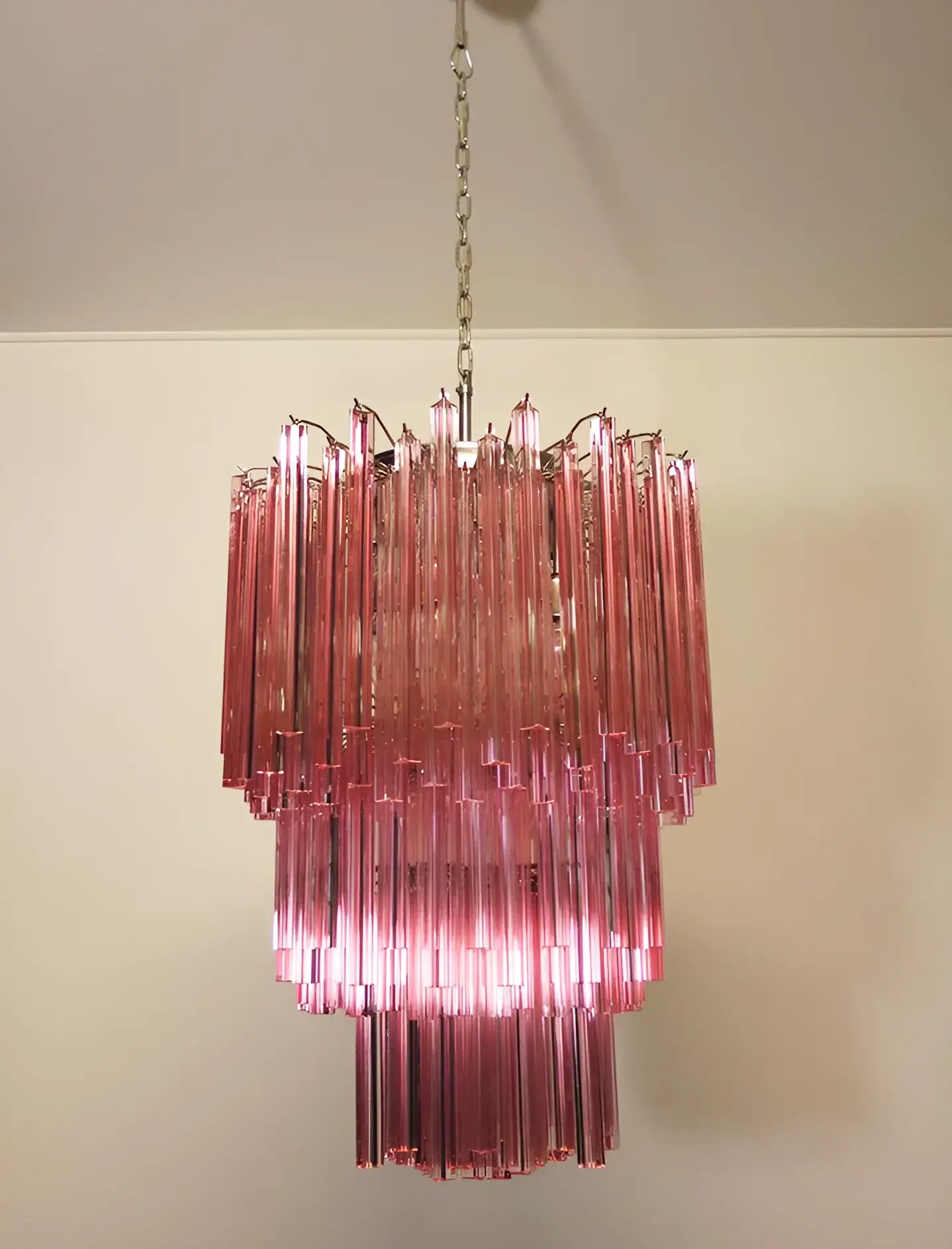 Murano Triedri Prisms Pink Chandelier - Nuvé