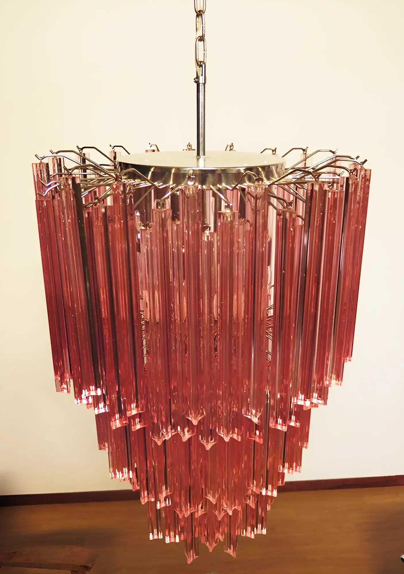 Murano Triedri Prisms Pink Chandelier - Nuvé
