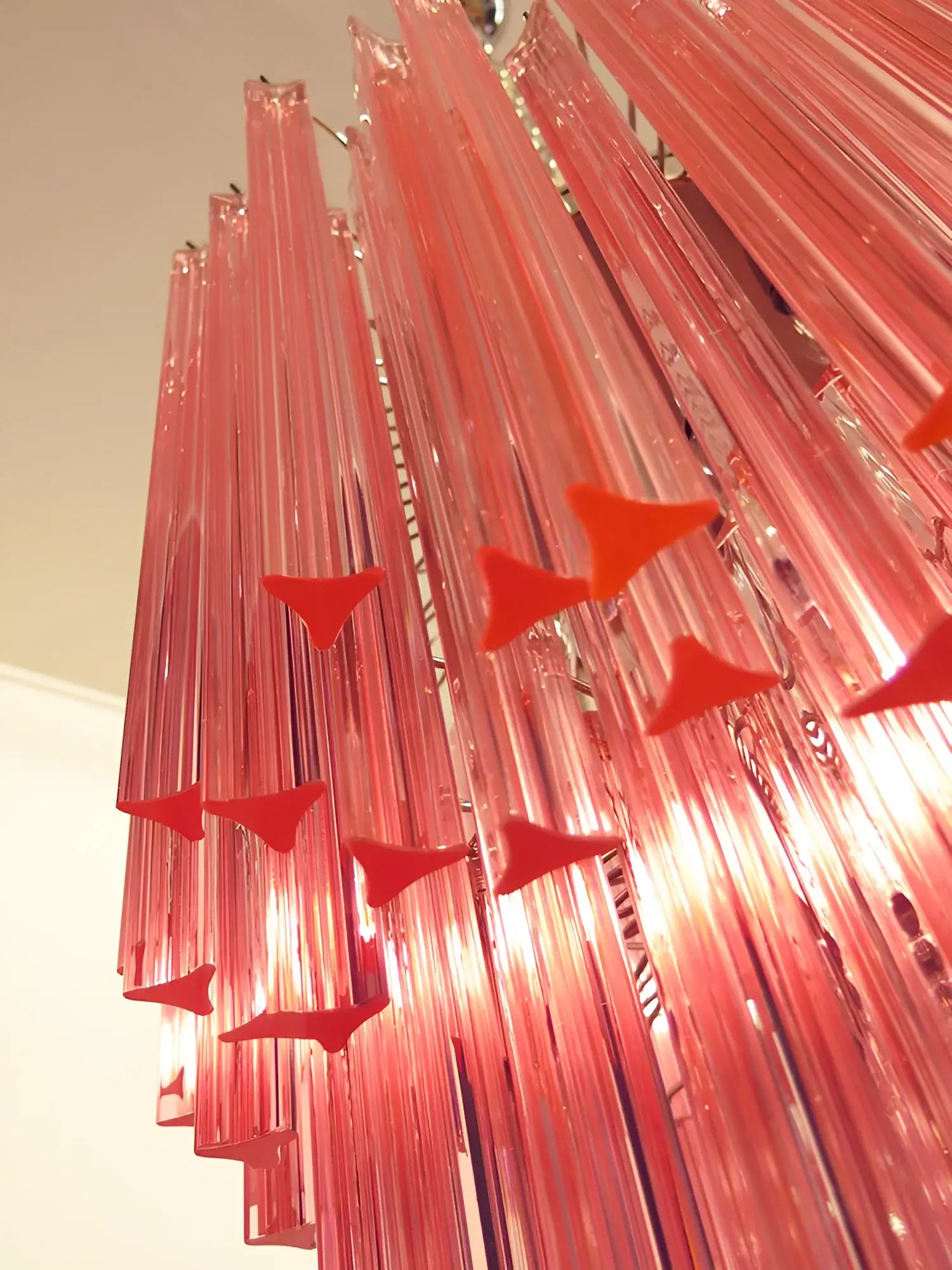 Murano Triedri Prisms Pink Chandelier - Nuvé