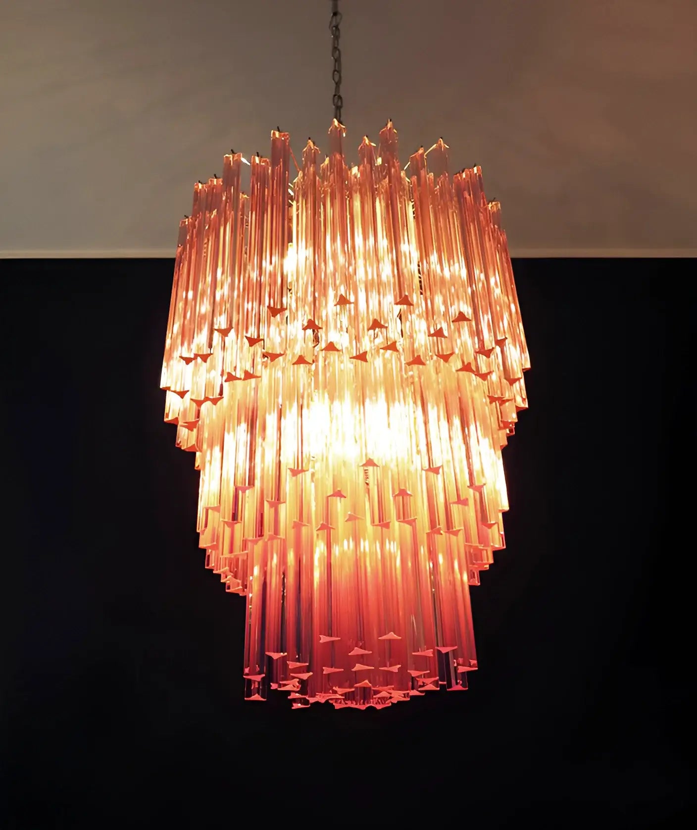 Murano Triedri Prisms Pink Chandelier - Nuvé