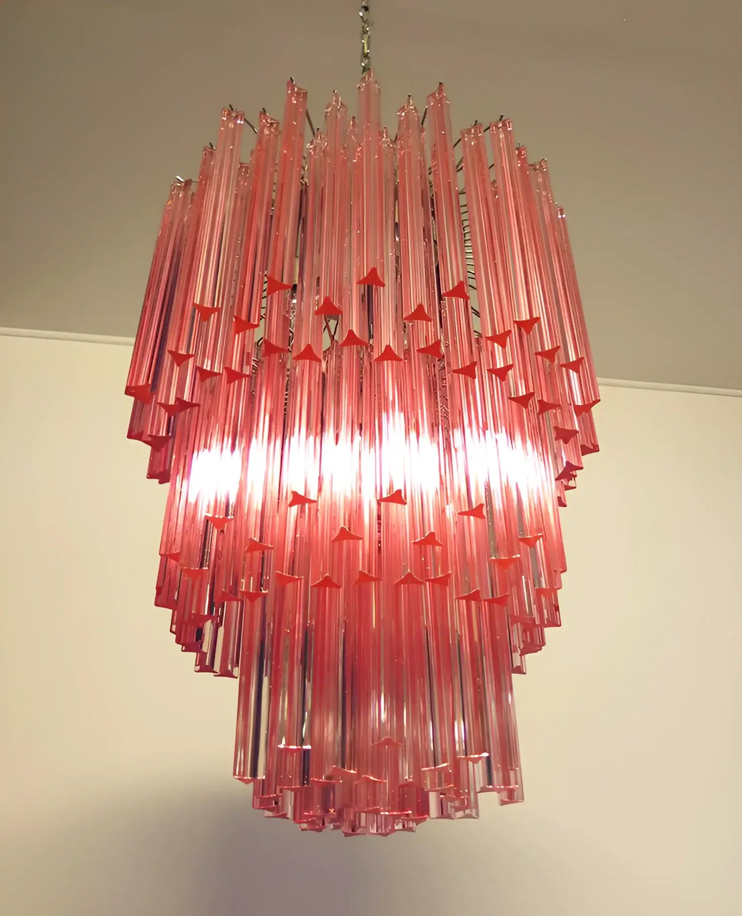 Murano Triedri Prisms Pink Chandelier - Nuvé