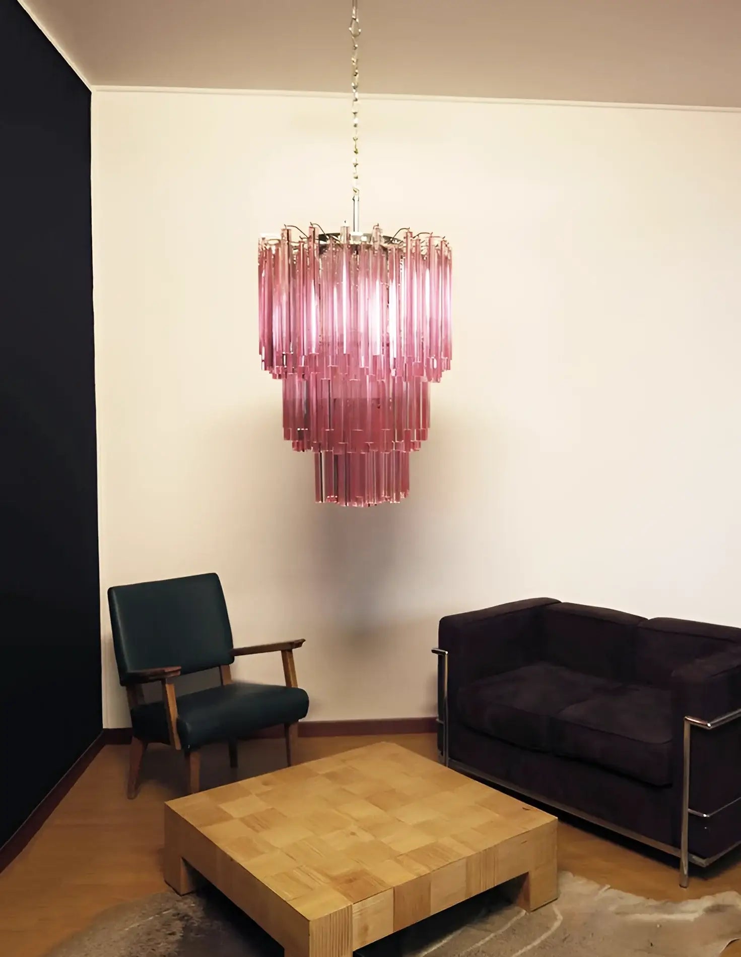 Murano Triedri Prisms Pink Chandelier - Nuvé