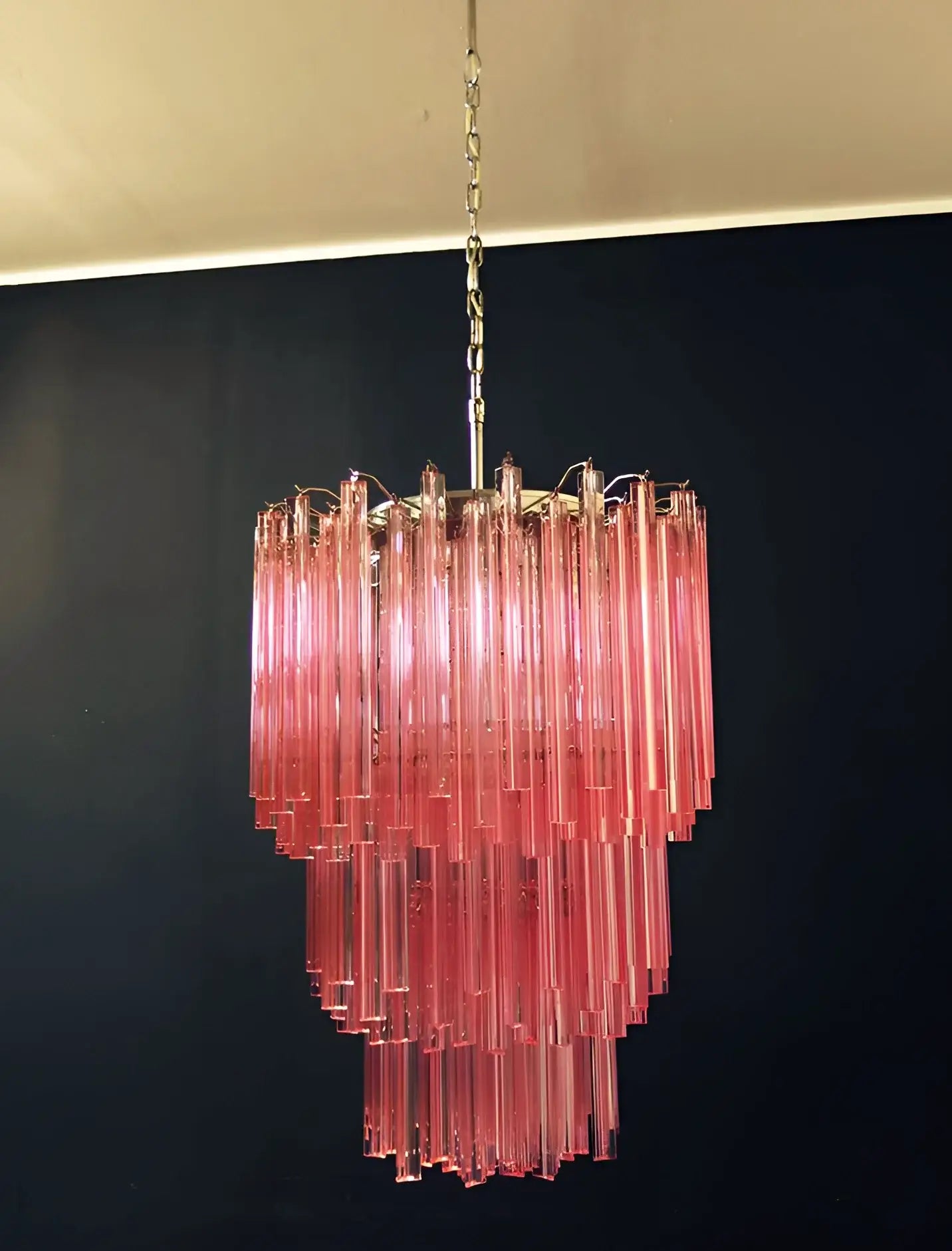 Murano Triedri Prisms Pink Chandelier - Nuvé