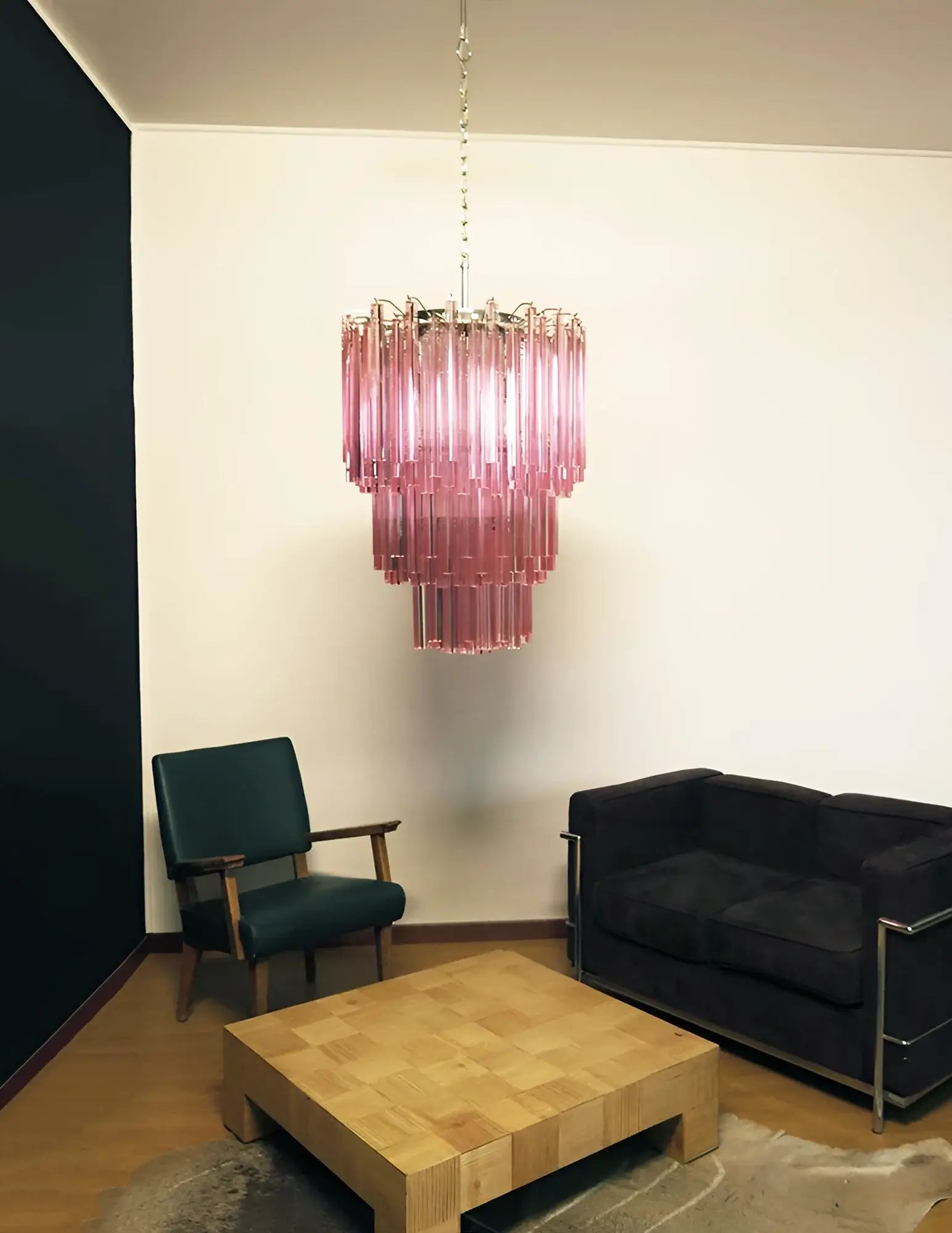 Murano Triedri Prisms Pink Chandelier - Nuvé
